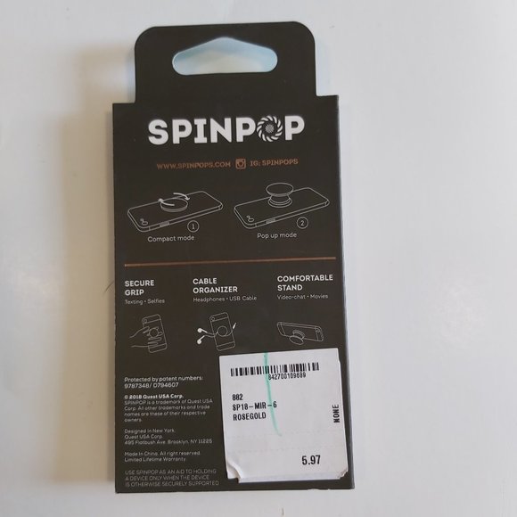 3/$20 4 PCS SPINPOP Mirror Edition Rose Gold phone grip stand cable organizer - Picture 4 of 7